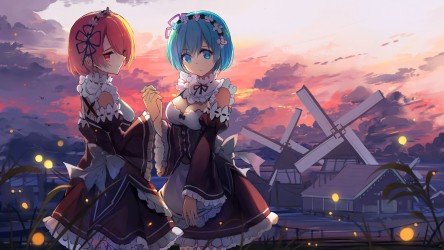 anime-girls-maid-re-zero-ram-rem-uhdpaper.com-4K-4.2778