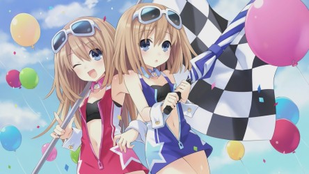 girls_brown_hair_compile_heart_dress_glasses_hyperdimension_neptunia_open_shirt_ram_rom_tsunako_wink_1920x1080