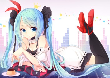 vocaloid_blue_eyes_blue_hair_dress_hatsune_miku_long_hair_thighhighs_twintails_vocaloid_world_is_mine__vocaloid__2100x1485