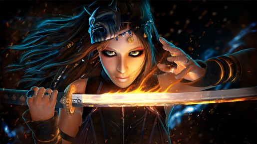 Closeup_Glance_Sabre_Face_Fantasy_Girls_warrior_magic_katana_girl_1920x1080