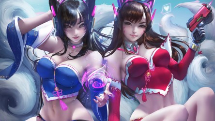 ahri-lol-dva-overwatch-girls-uhdpaper.com-4K-199