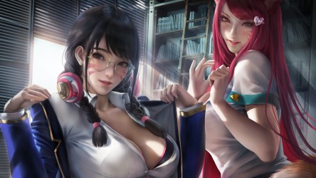 dva-ahri-overwatch-lol-girls-uhdpaper.com-4K-380